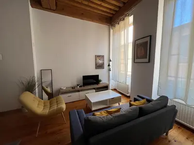 Coin salon dans l'établissement Bel appartement rénové - Lyon 3ème