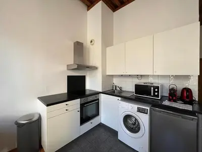 Cuisine ou kitchenette dans l'établissement Bel appartement rénové - Lyon 3ème