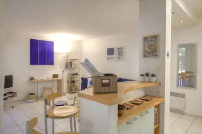 Cuisine ou kitchenette dans l'établissement Superbe appartement avec jardin proche Lyon 3ème
