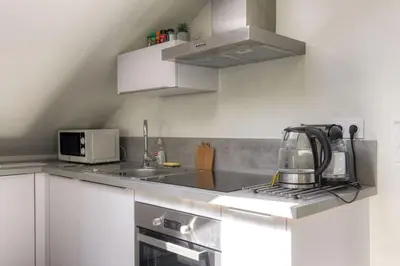 Cuisine ou kitchenette dans l'établissement Loft charmant dans maison de ville, Villeurbanne