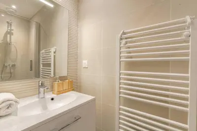 Salle de bains dans l'établissement Appartement T2 neuf, climatisé proche Lyon 3