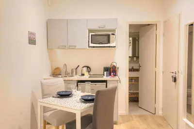 Cuisine ou kitchenette dans l'établissement Appartement avec terrasse - Proche Berges du Rhône