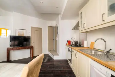 Cuisine ou kitchenette dans l'établissement Appartement cosy et lumineux, Berges du Rhône
