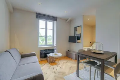Télévision ou salle de divertissement dans l'établissement Joli T1 pour 4, Champagne, Monts d'Or, Lyon