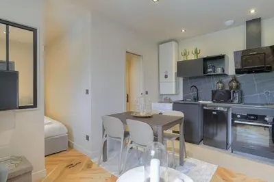 Cuisine ou kitchenette dans l'établissement Joli T1 pour 4, Champagne, Monts d'Or, Lyon