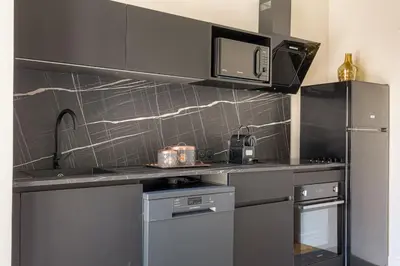 Cuisine ou kitchenette dans l'établissement Joli T3 avec terrasse et parking, Écully