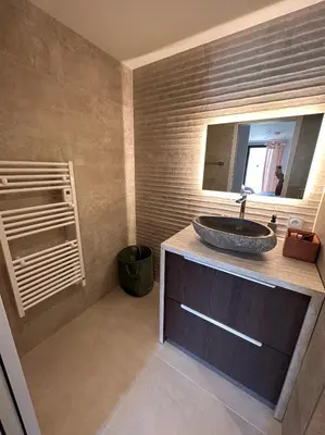 Salle de bains dans l'établissement Appartement ROSE, Aéroport ST EXUPERY, Groupama stadium, Eurexpo, LDLC Arena