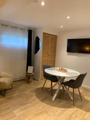 Télévision ou salle de divertissement dans l'établissement Studio calme avec Parking accès rapide Eurexpo Le Chasseland