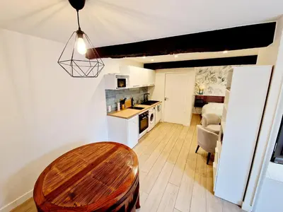 Cuisine ou kitchenette dans l'établissement Studio Calme & Connecté Près de Lyon