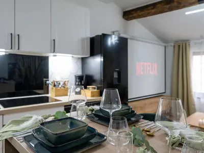 Cuisine ou kitchenette dans l'établissement La petite Rosée - Vienna authentica