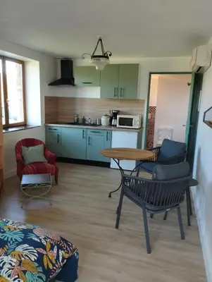Cuisine ou kitchenette dans l'établissement La Verdine