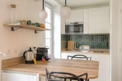 Cuisine ou kitchenette dans l'établissement Joli studio climatisé avec terrasse - Lyon centre