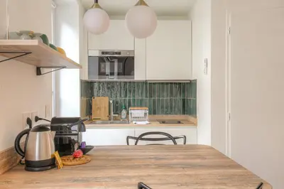 Cuisine ou kitchenette dans l'établissement Joli studio climatisé avec terrasse - Lyon centre