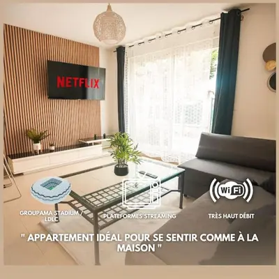 Coin salon dans l'établissement L'onde Douce - T2 Cosy - Proximité tram T3 & T7