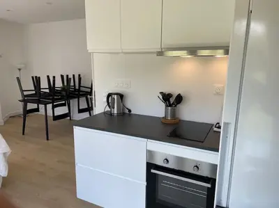 Cuisine ou kitchenette dans l'établissement La Grangeneuve la petite maison