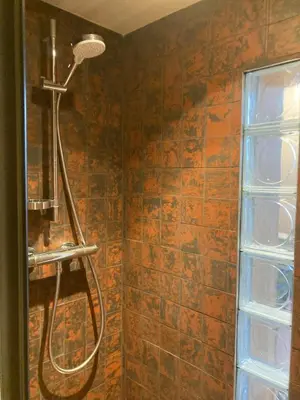 Salle de bains dans l'établissement Studio avec vue