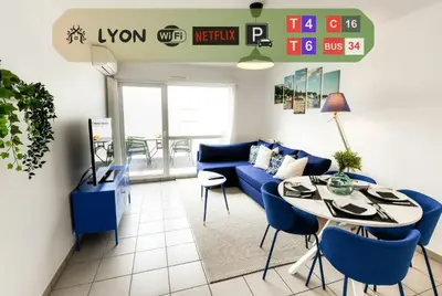 Coin salon dans l'établissement T2 Cocon Prestige Lyonnais : Sécurité Commodités