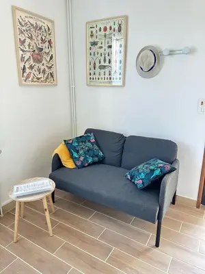 Coin salon dans l'établissement Appartement dans un ecrin de verdure terrasse privee