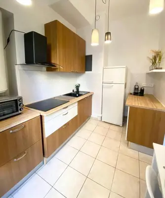 Cuisine ou kitchenette dans l'établissement Charmant appartement