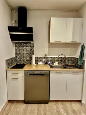 Cuisine ou kitchenette dans l'établissement T3 Sauna Box-Parking gratuit Monplaisir-Lumière