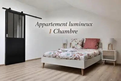 Un ou plusieurs lits dans un hébergement de l'établissement Appartement spacieux et lumineux proche gare