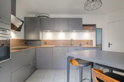 Cuisine ou kitchenette dans l'établissement Charmant et Chaleureux proche Tête d'Or