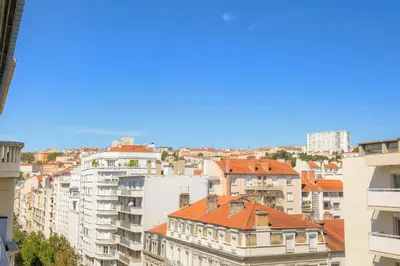 Vue générale sur Lyon ou vue de la ville depuis l'appartement