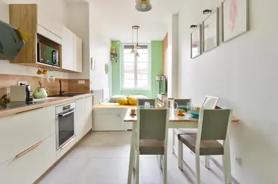 Cuisine ou kitchenette dans l'établissement Charmant appartement à Vaise