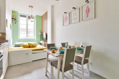 Coin salon dans l'établissement Charmant appartement à Vaise