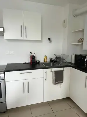 Cuisine ou kitchenette dans l'établissement Chez Omiala Centre de Meyzieu