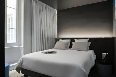 Un ou plusieurs lits dans un hébergement de l'établissement Luxe & Design - Cœur Presqu'île - Clim - Parking