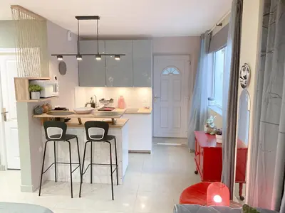 Cuisine ou kitchenette dans l'établissement Studio chic et romantique Lyon