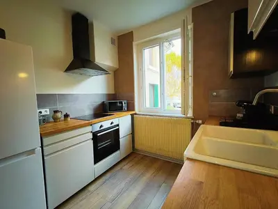 Cuisine ou kitchenette dans l'établissement Maison vue sur le Rhône à proximité du port