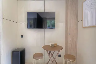 Télévision ou salle de divertissement dans l'établissement Tiny-house atypique, 4 personnes, Saint-Didier
