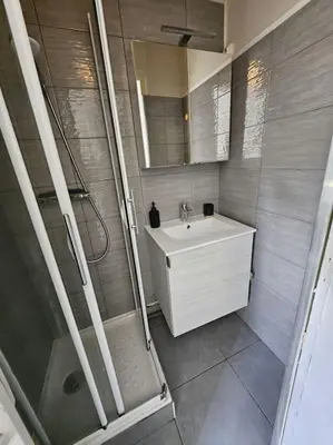 Salle de bains dans l'établissement Appartement F2 à Villeurbanne