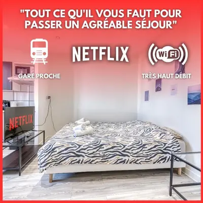 Un ou plusieurs lits dans un hébergement de l'établissement Studio Le Rayon NEUF & Cosy - Gare Parilly