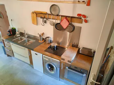 Cuisine ou kitchenette dans l'établissement Gîte du Longevent