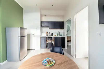 Cuisine ou kitchenette dans l'établissement Chaleureux appartement T2 au calme et climatisé proximite centre lyon