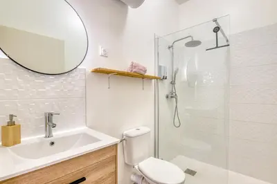 Salle de bains dans l'établissement Appartement T2 moderne cosy et climatisé à proximité du centre ville de lyon