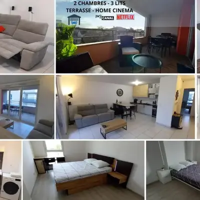 Le Barbusse LYON-T3-Garage-Terrasse-3 lits-Home Cinema