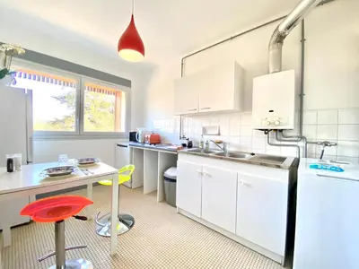 Cuisine ou kitchenette dans l'établissement Hollywood studio en Résidence boisée Ecully