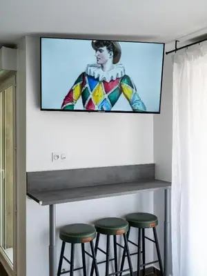 Télévision ou salle de divertissement dans l'établissement L'Arlequin Familial et Reposant
