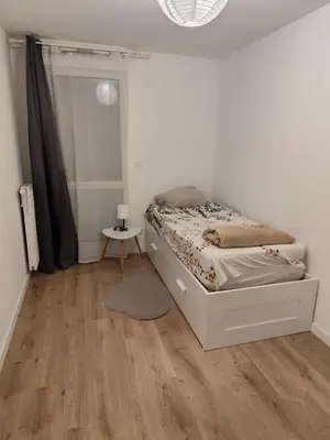 Un ou plusieurs lits dans un hébergement de l'établissement Chambre cosy à Villeurbanne
