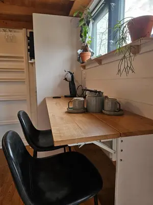 Cuisine ou kitchenette dans l'établissement Le Cocon à Bulles