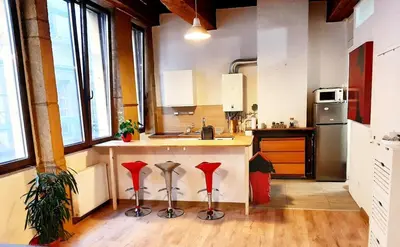 Cuisine ou kitchenette dans l'établissement Lyon Centre Warm apartment full of charm