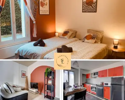 Cuisine ou kitchenette dans l'établissement T1 Confortable avec parking, proche Lyon, Idéal couples ou travailleurs
