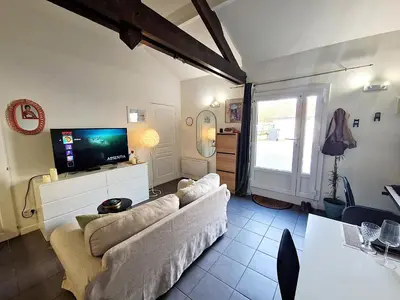 Télévision ou salle de divertissement dans l'établissement Appartement bord de Saône avec parking