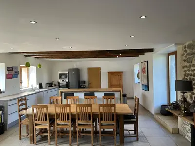 Cuisine ou kitchenette dans l'établissement Les coqs de Mirebois ,Maison de campagne de 200 M2 pour 10 Personnes