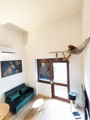 Télévision ou salle de divertissement dans l'établissement Studio Duplex le Jungle - Bourgoin Centre