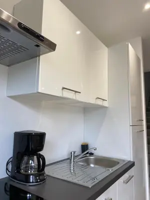 Cuisine ou kitchenette dans l'établissement La Maisonnette de Curis